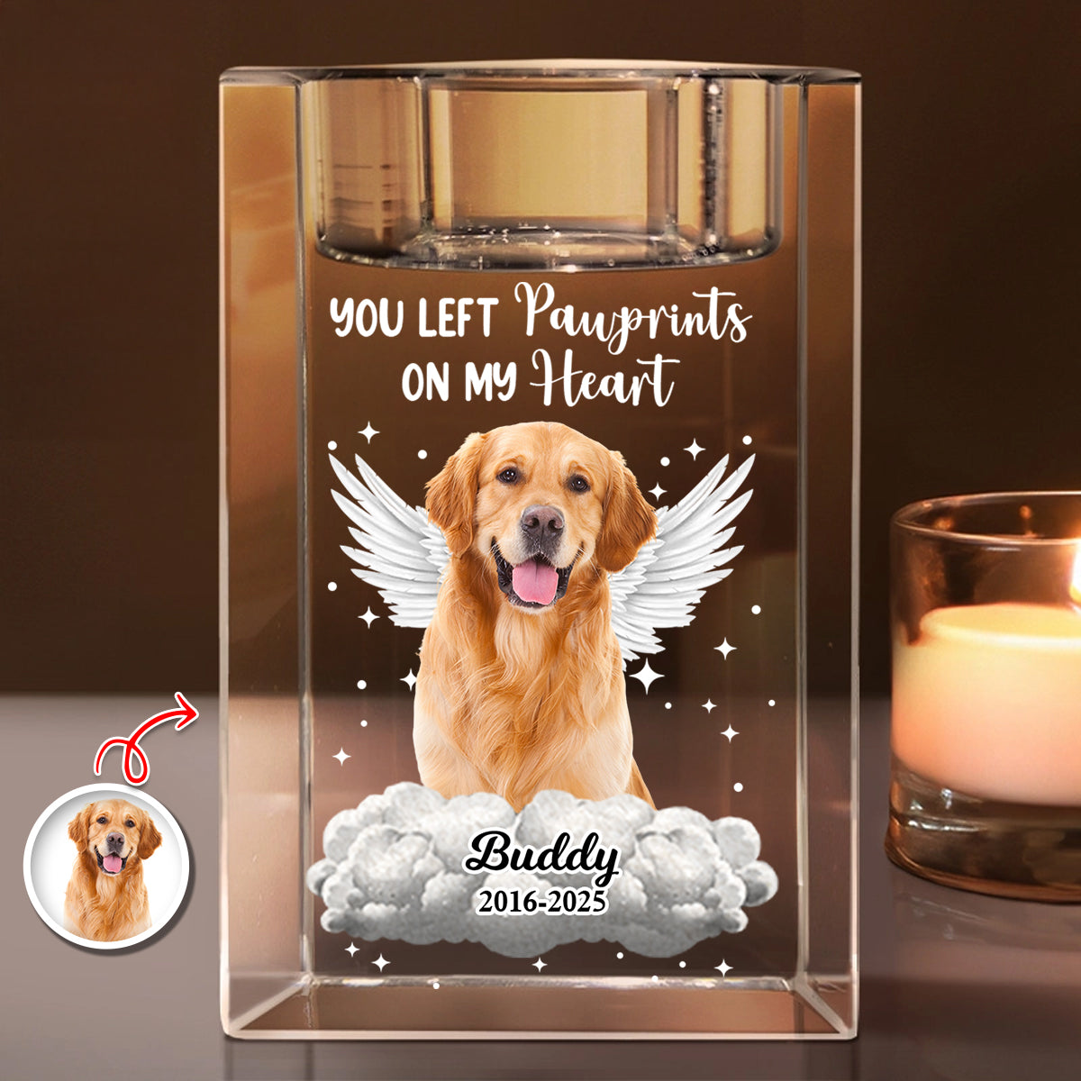 Your Light Will Always Shine  - Personalized Crystal Candle Holder