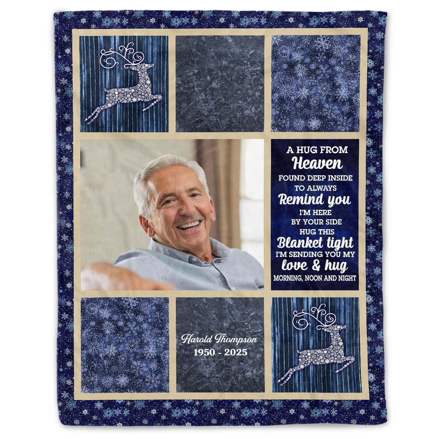 Memorial Gift - A Hug In Heaven - Custom Name and Photo Memorial Blanket
