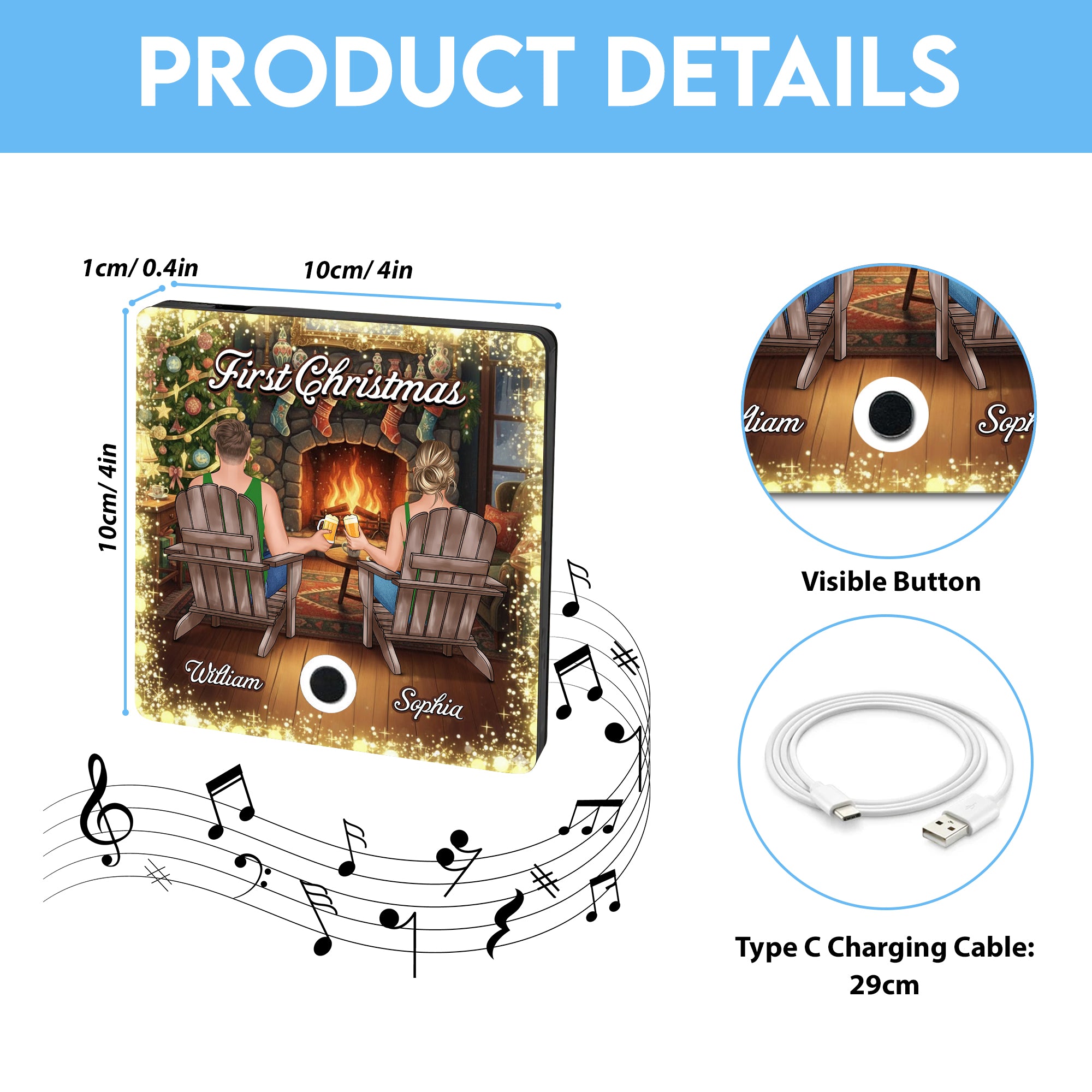 Customized Music Fridge Magnet - Personalized Photo Fridge Magnet - Can Play Songs and Adjust Volume