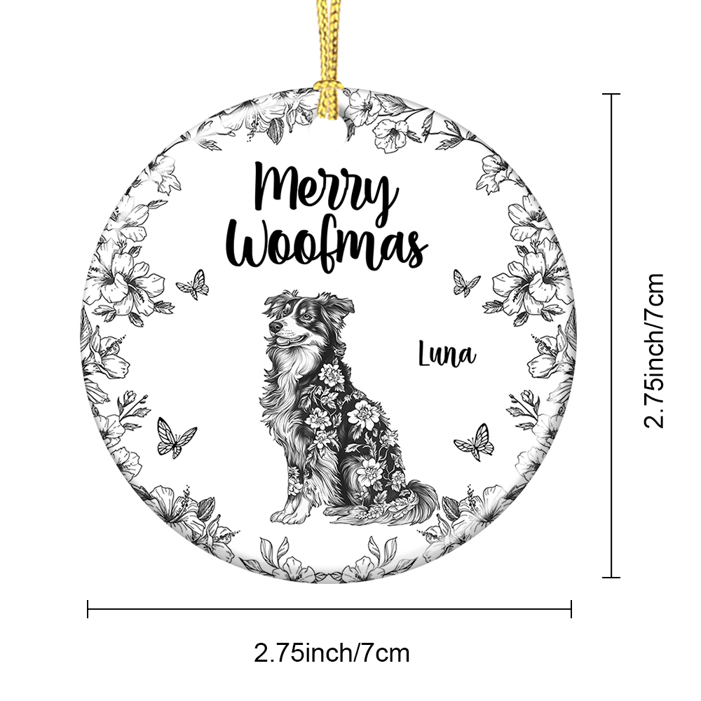 Dog Floral Garden - Personalized Ceramic Ornament