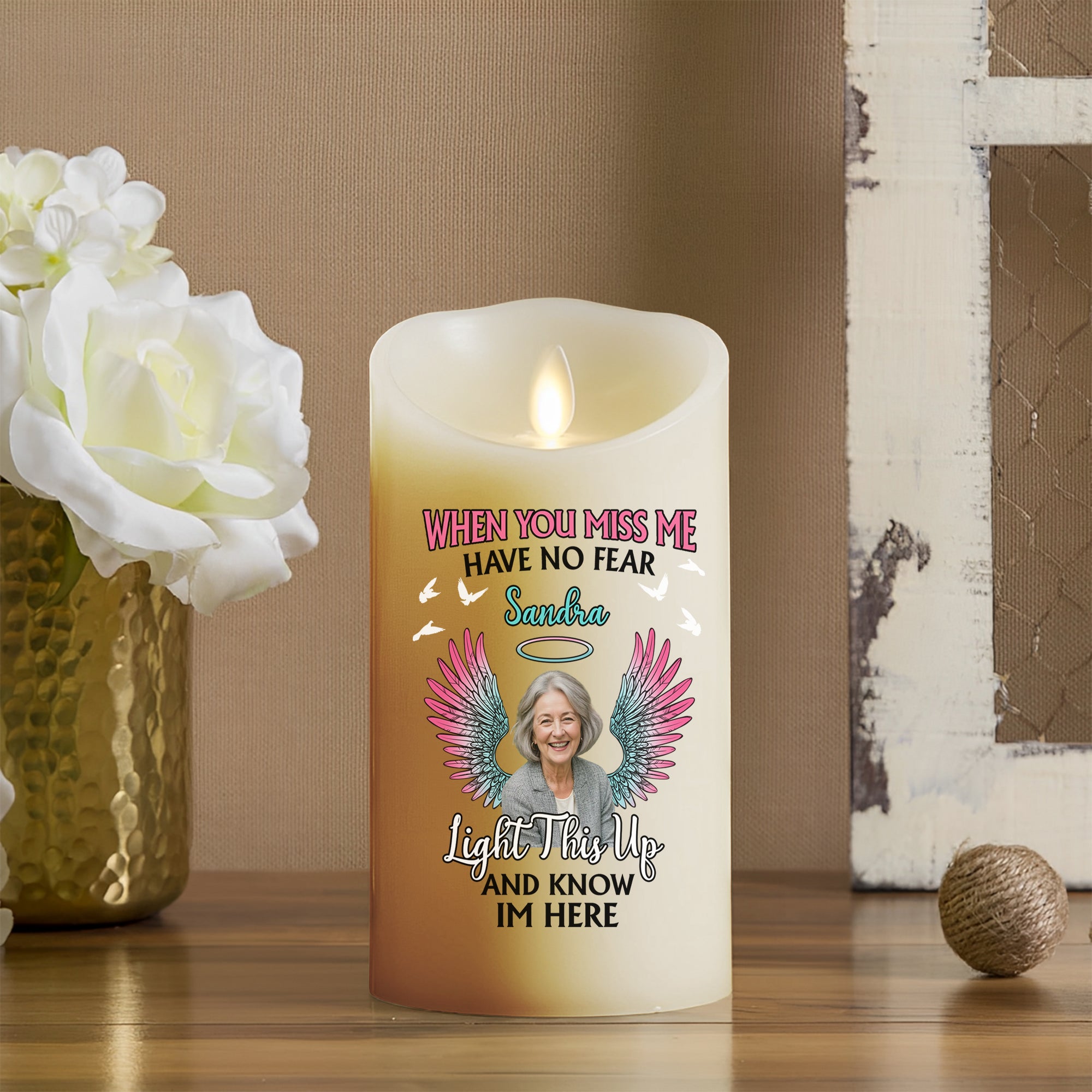 Custom Photo & Nam Candle - When You Miss Me - Personalize LED Candle