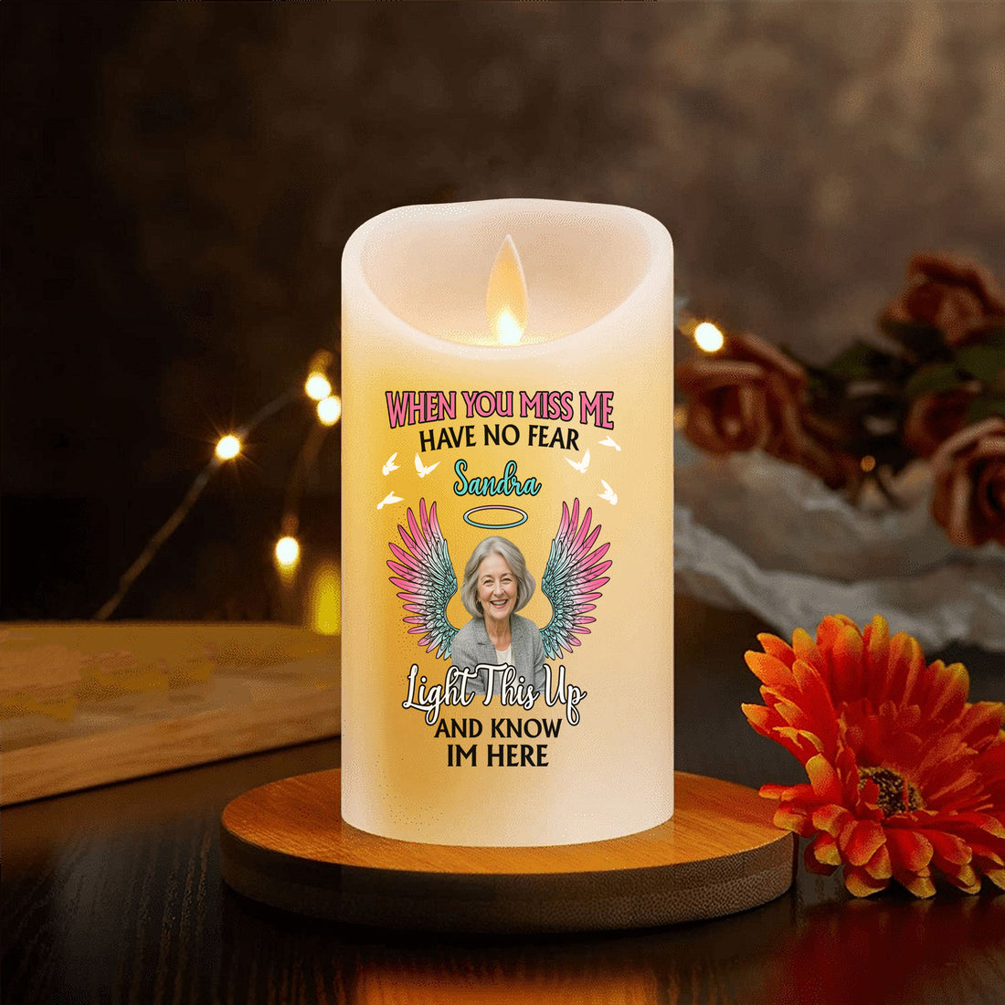 Custom Photo & Nam Candle - When You Miss Me - Personalize LED Candle