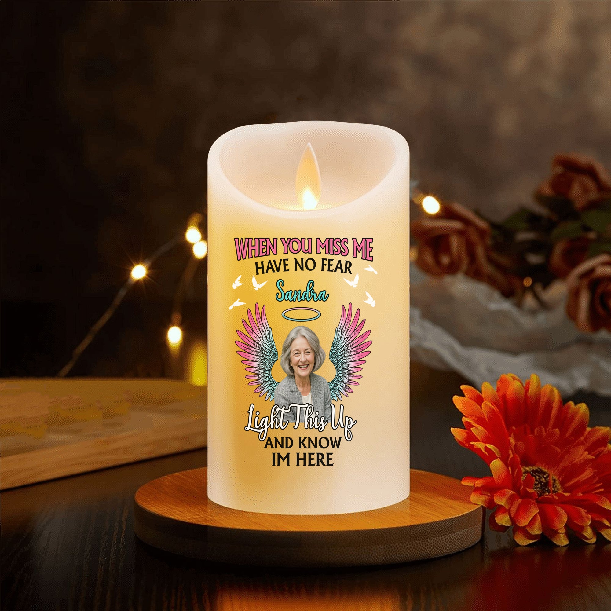 Custom Photo & Nam Candle - When You Miss Me - Personalize LED Candle