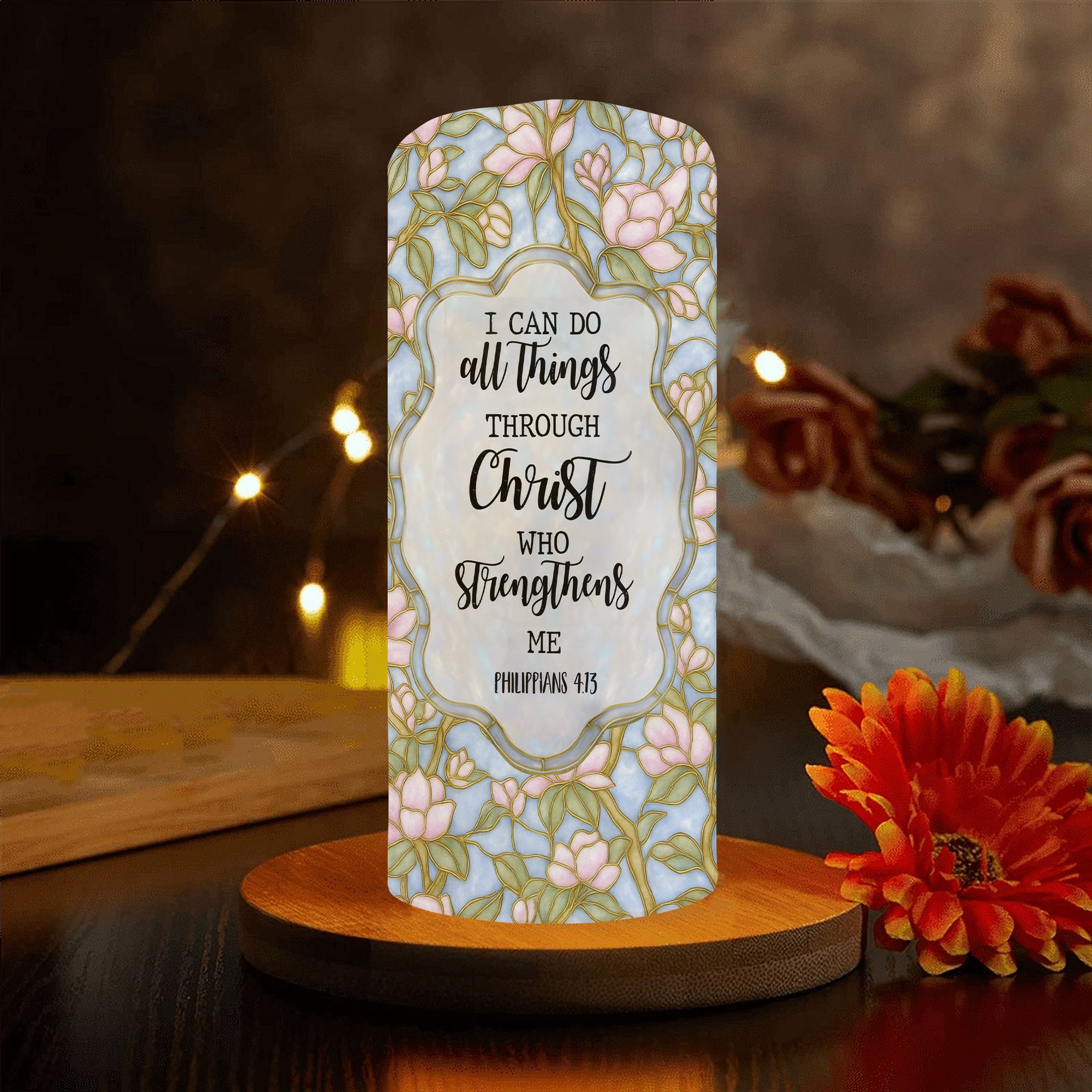 Custom Name Candle - I Can Do All Things Throw Christ - Personalize LED Candle