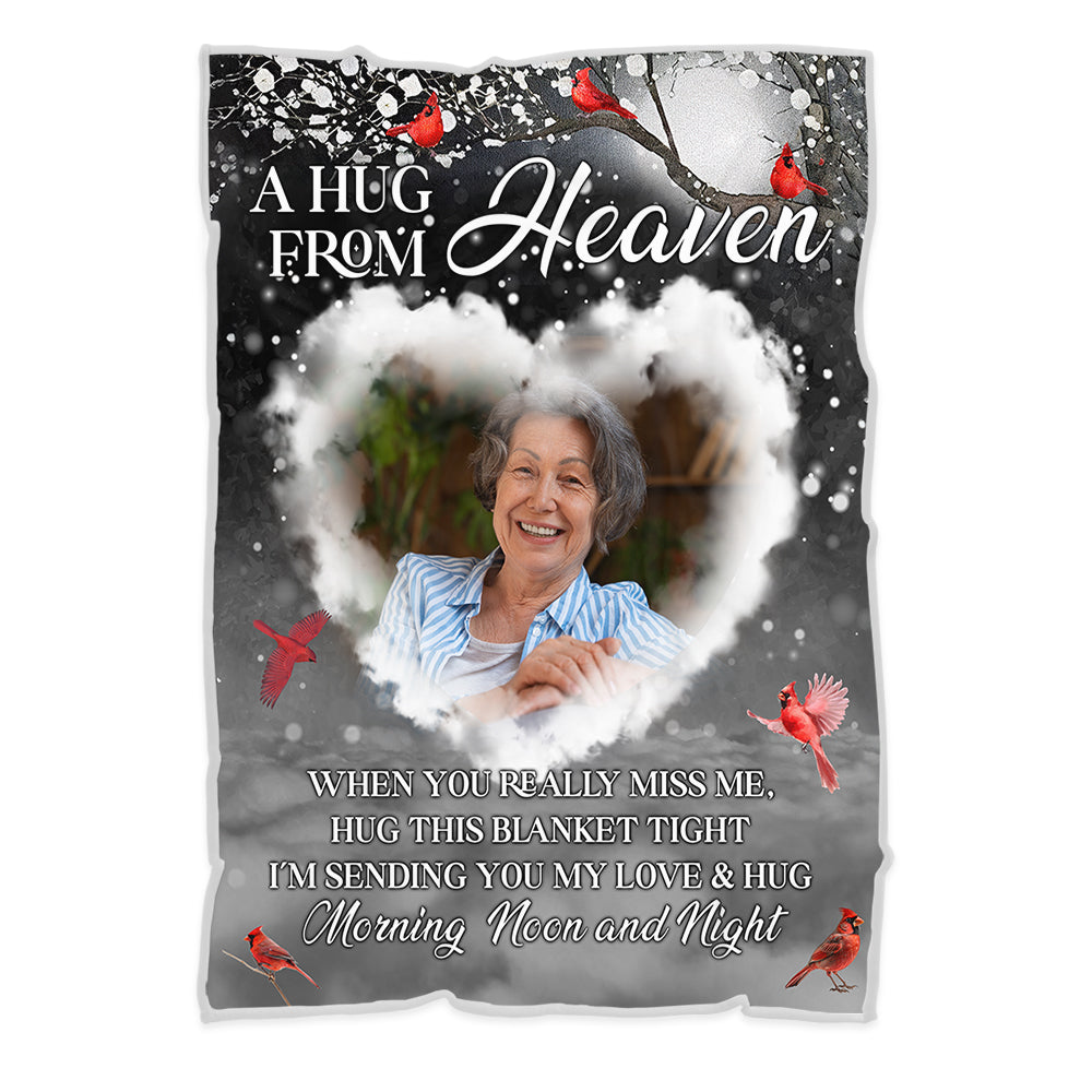A Hug From Heaven - Custom Photo Sympathy Gift - Personalized Memorial Custom Blanket
