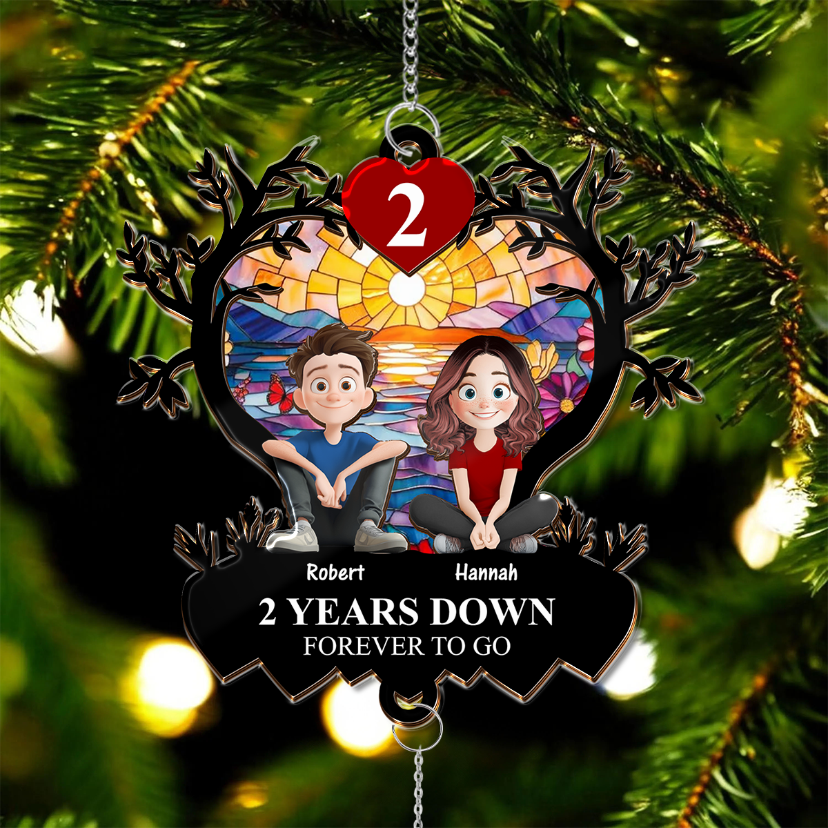 Forever To Go - Ornament Hanging Piece With Crystal Charm - Couple Gift