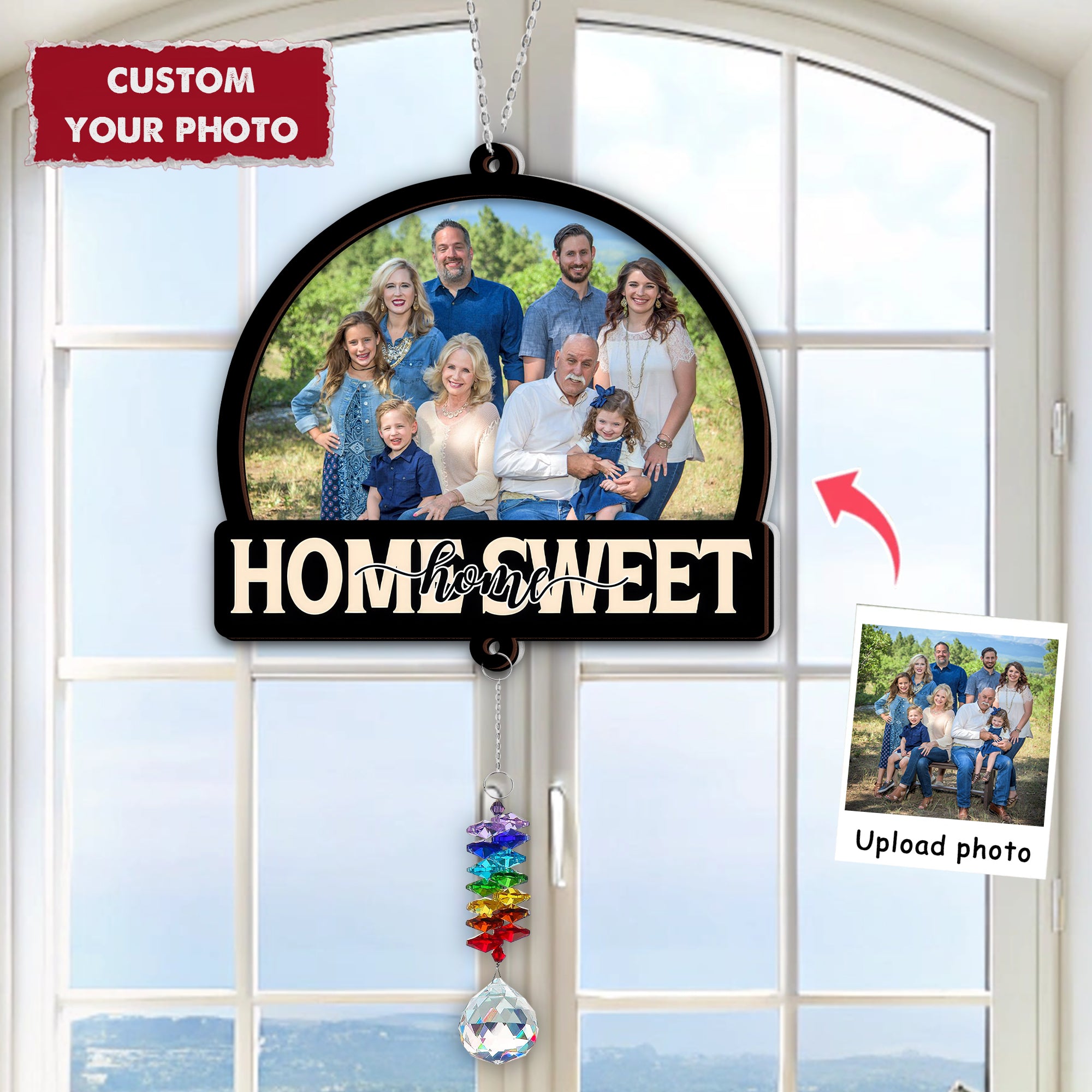 Home Sweet Home - Ornament Hanging Piece With Crystal Charm - Family Gift