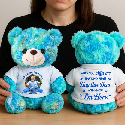 In Loving Memory - Personalized Memorial Bear Plush - Custom Name and Photo Teddy Bear