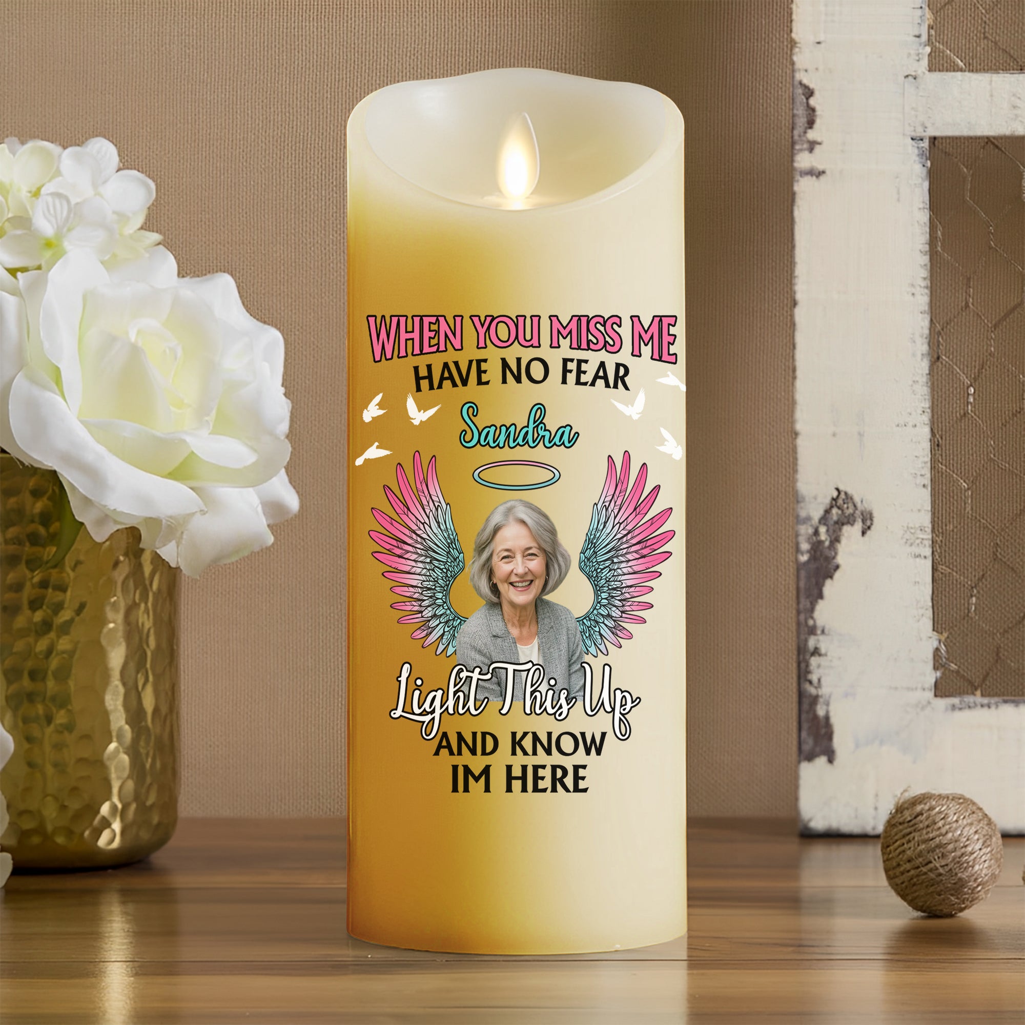 Custom Photo & Nam Candle - When You Miss Me - Personalize LED Candle