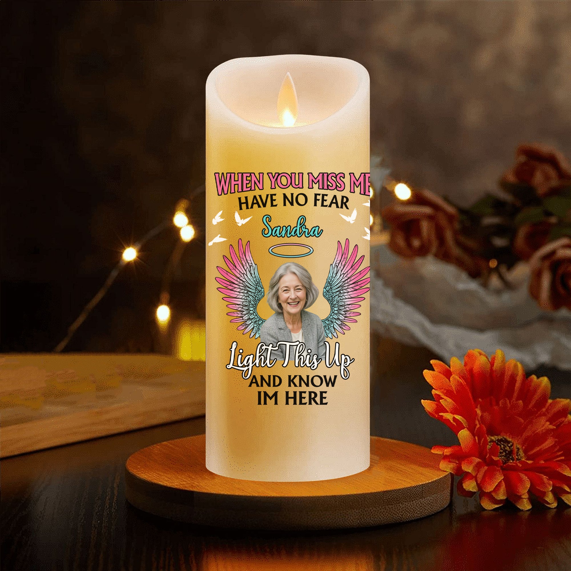 Custom Photo & Nam Candle - When You Miss Me - Personalize LED Candle