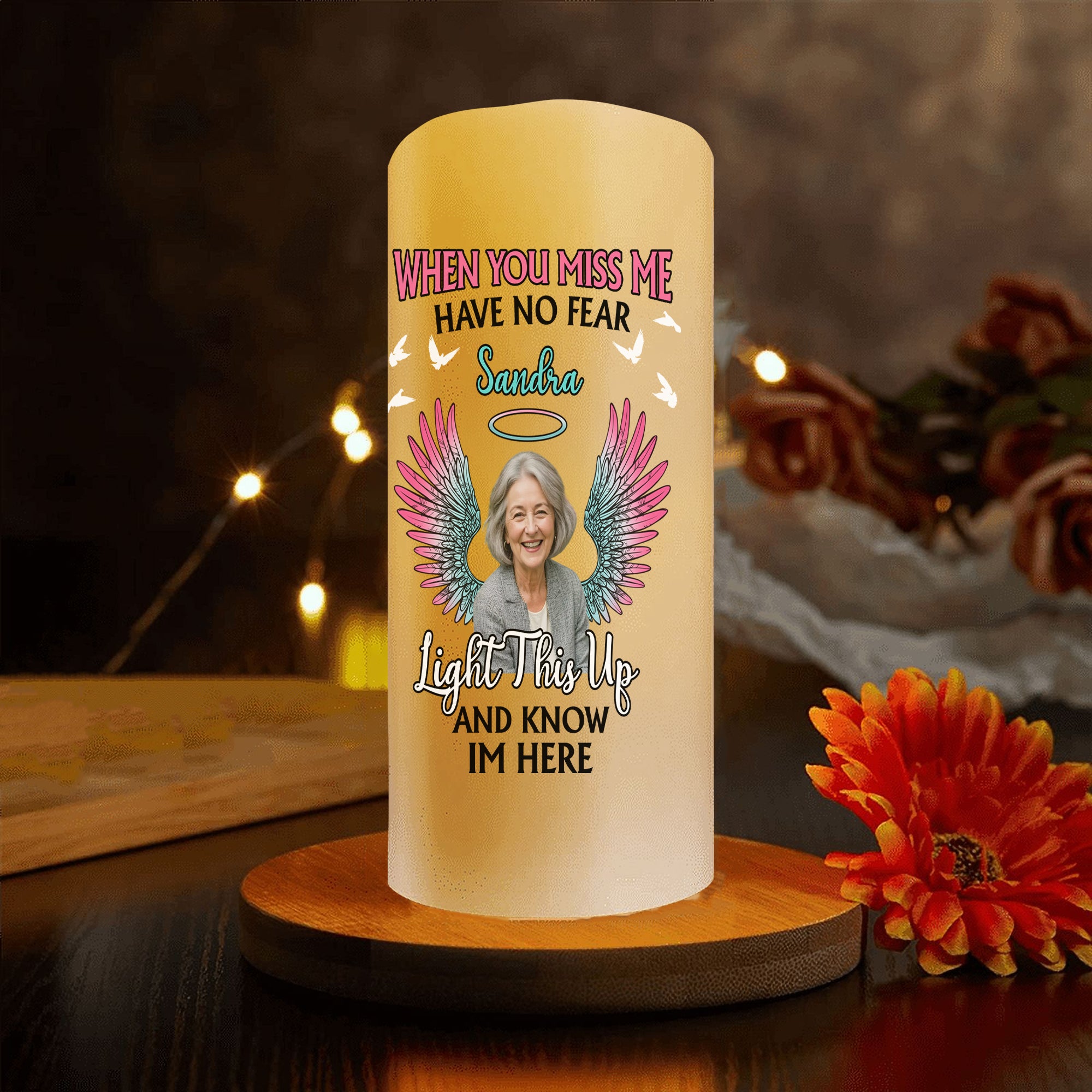 Custom Photo & Nam Candle - When You Miss Me - Personalize LED Candle