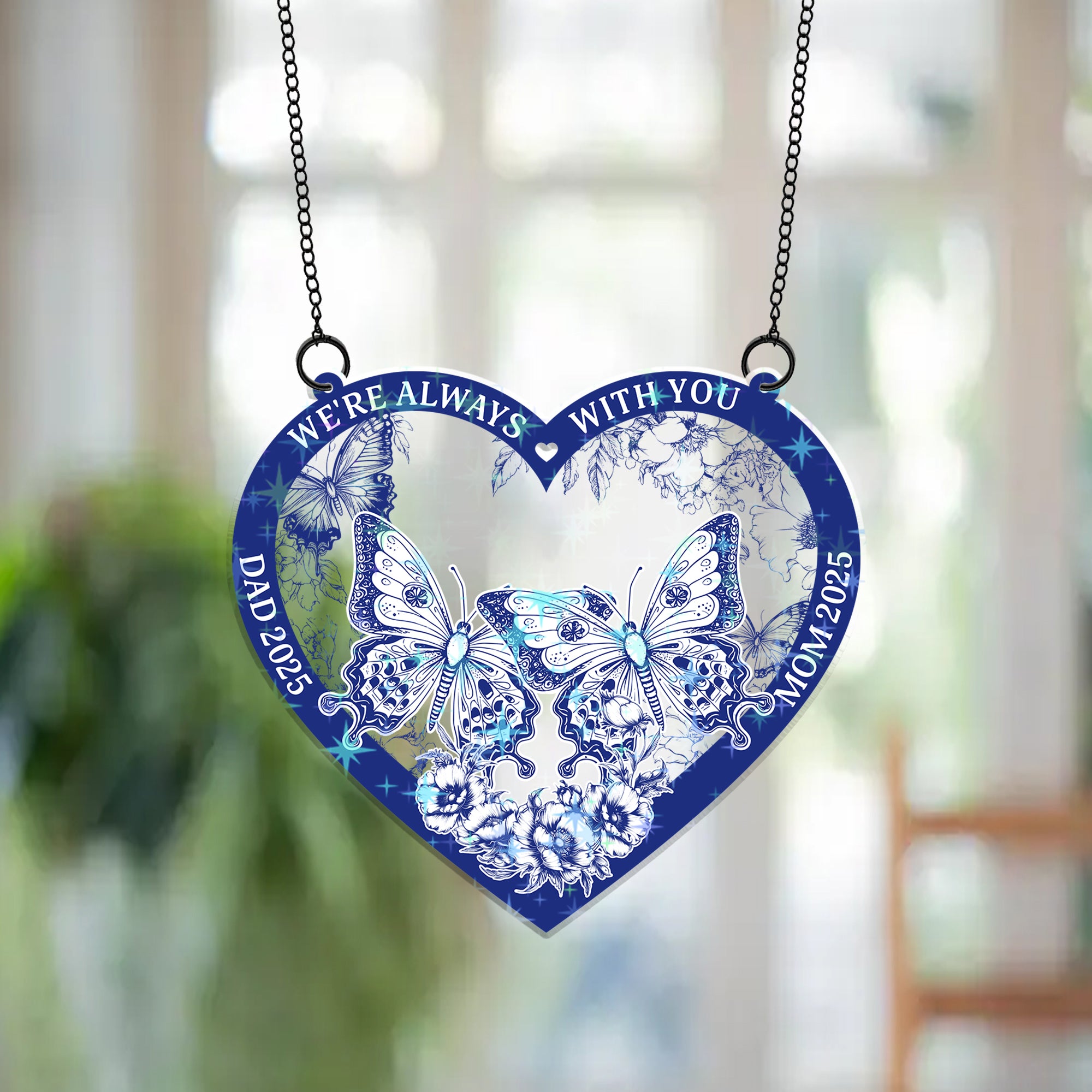 Always With You - Custom Name Memorial Ornament 2-layered  - Custom Shape Hologram Ornament