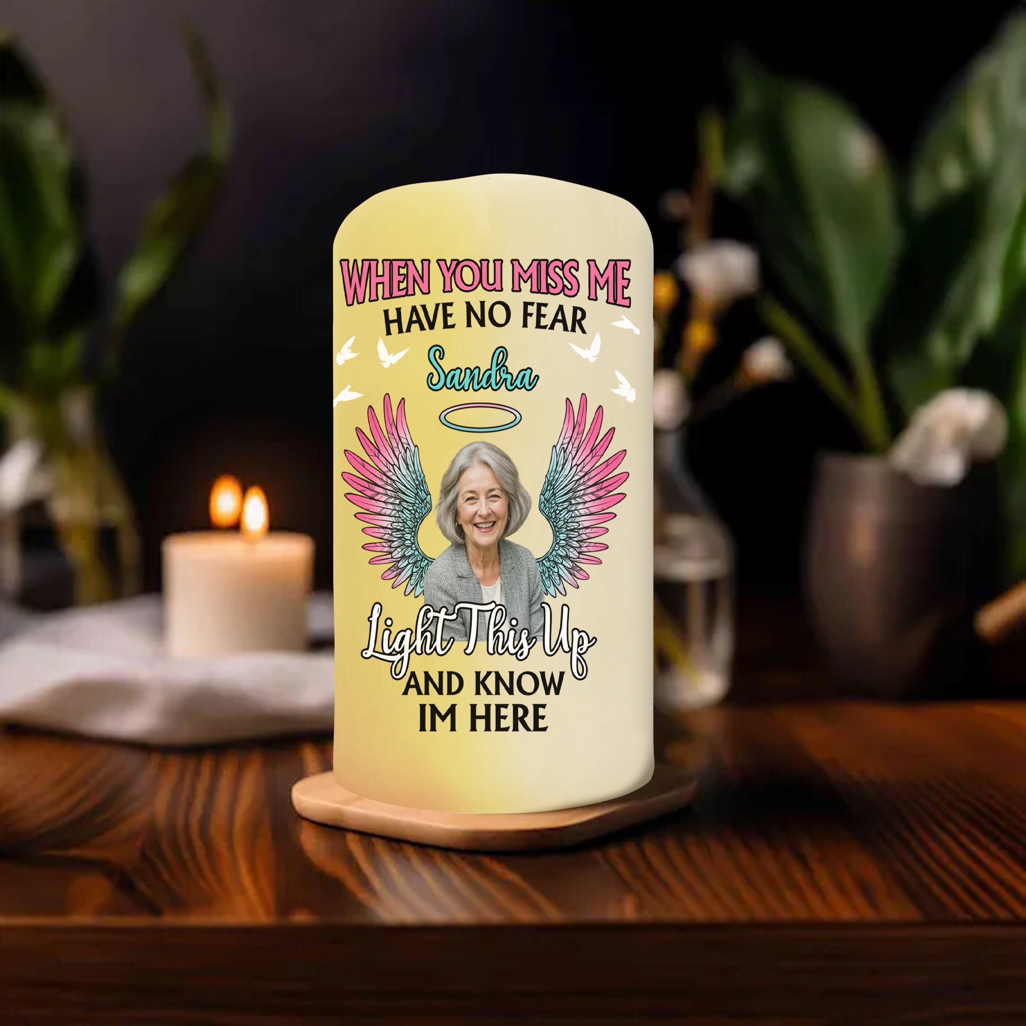Custom Photo & Nam Candle - When You Miss Me - Personalize LED Candle
