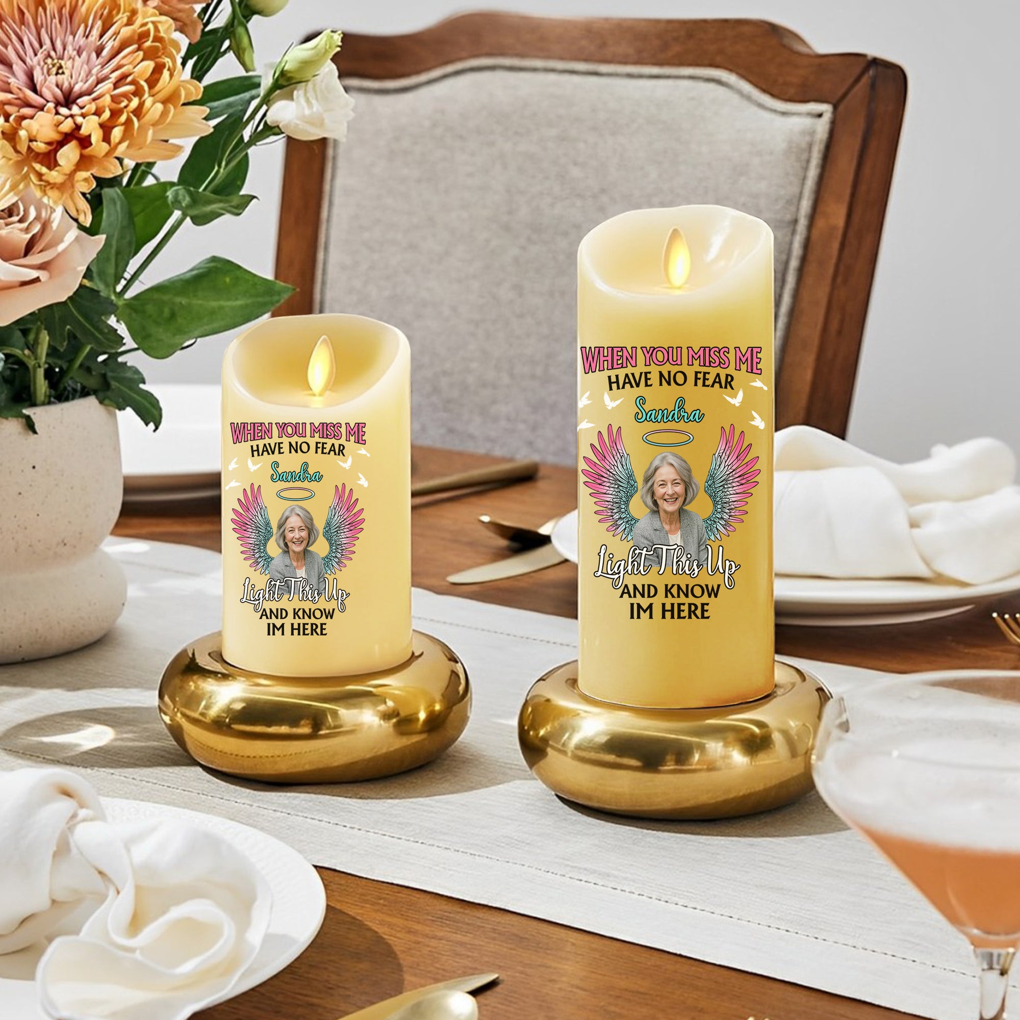Custom Photo & Nam Candle - When You Miss Me - Personalize LED Candle
