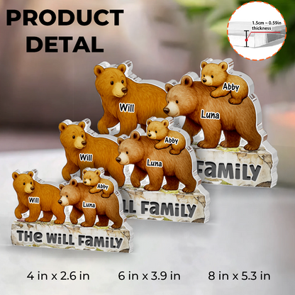 Our Family - Personalized Custom Shaped Acrylic Plaque - Bear Family