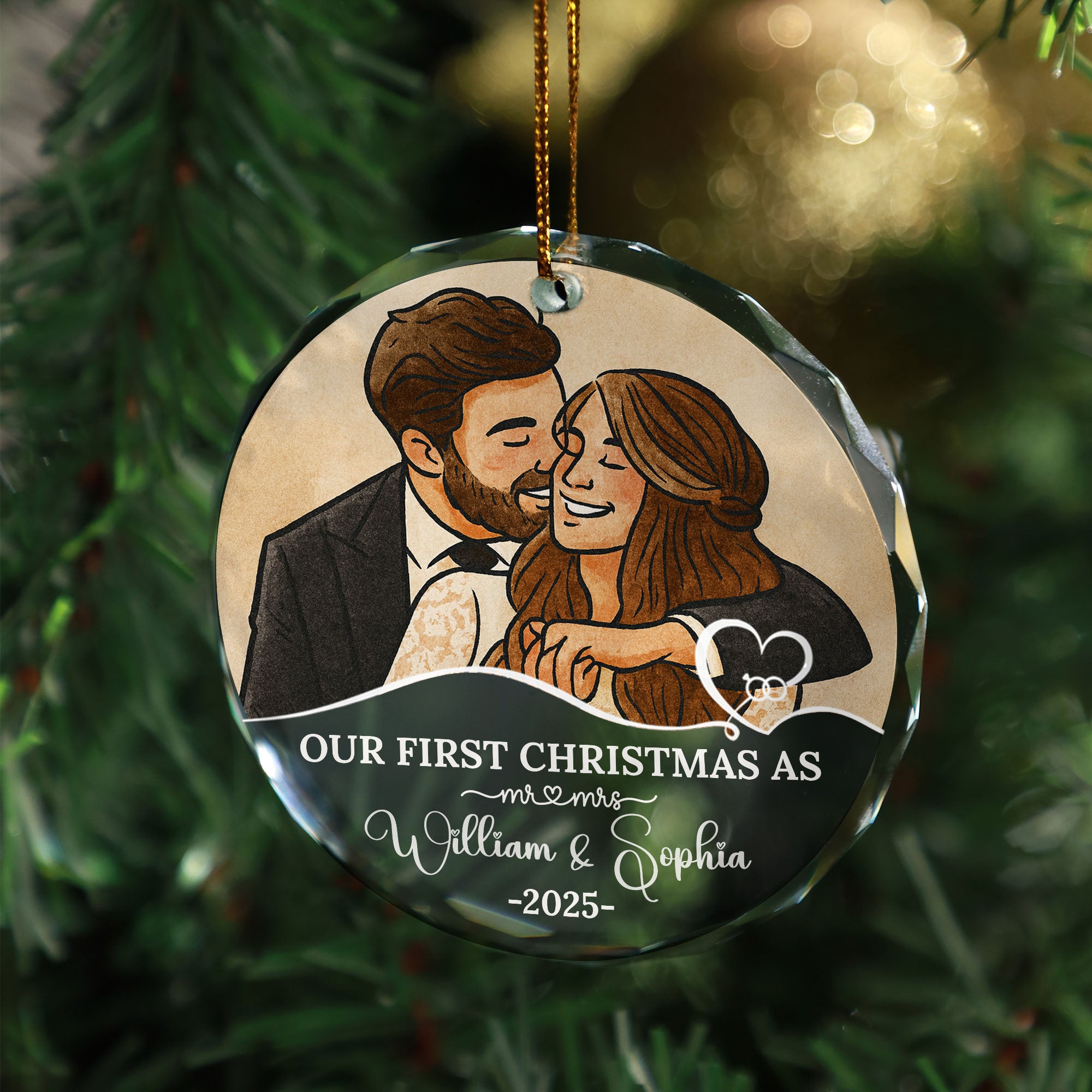 Our First Christmas - Custom Photo - Personalized Glass Ornament - Christmas Decor
