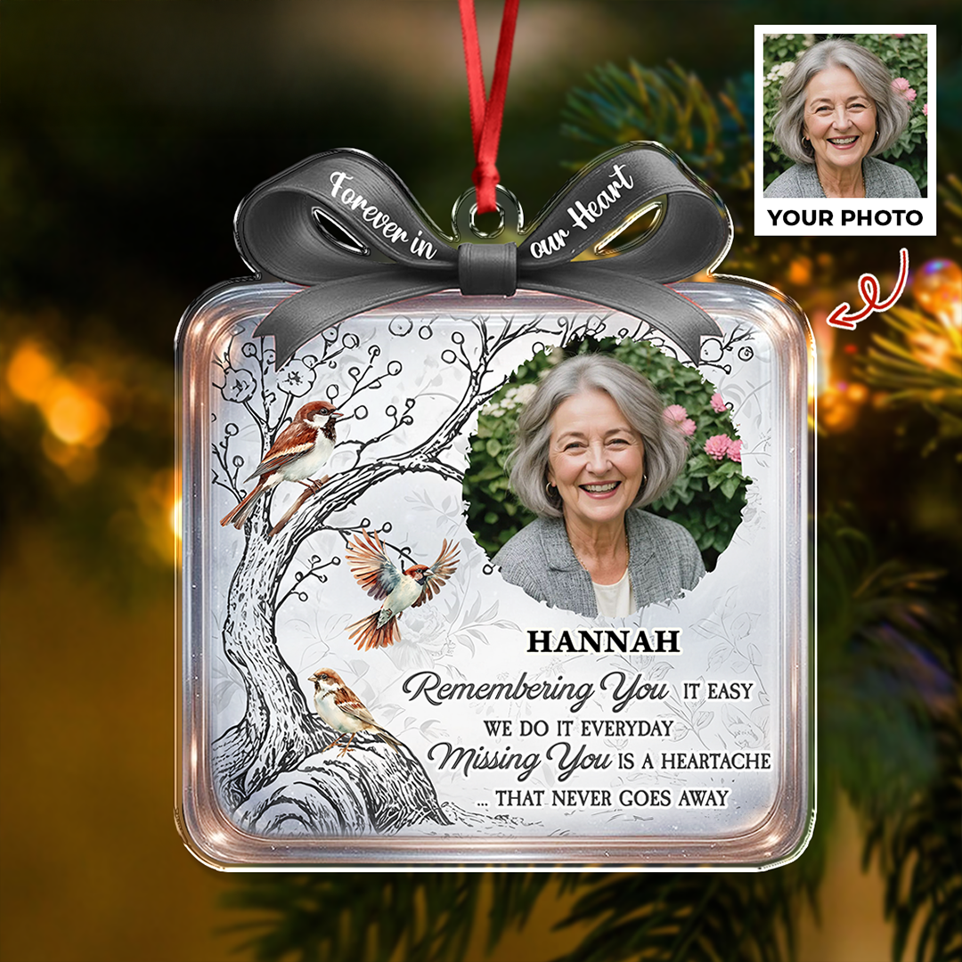 Missing You - Custom Name and Photo Memorial Gift - Custom Shape Hologram Ornament