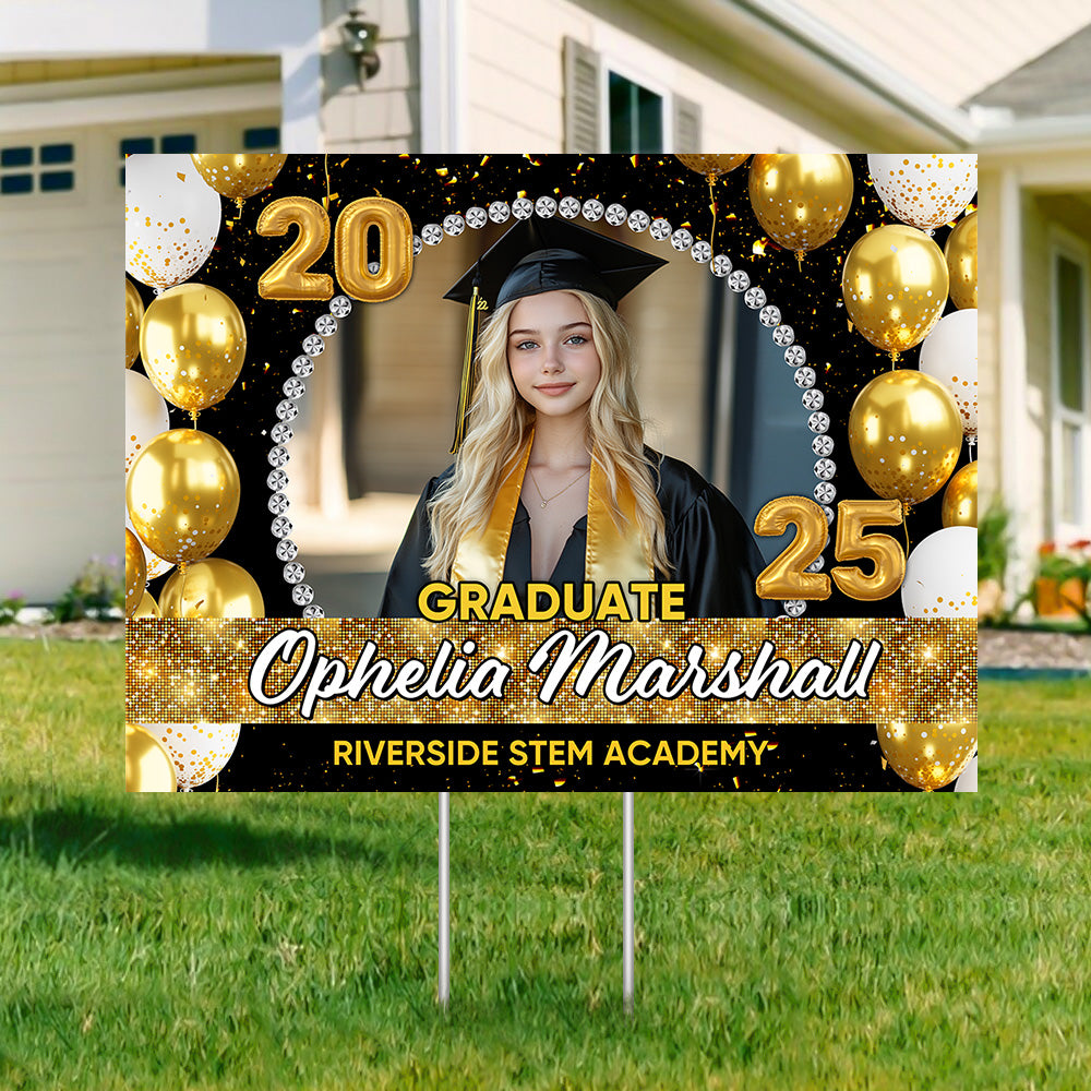 Congrats Graduation - Class Of 2025 Lawn Sign | Personalized Outdoor Yard Sign