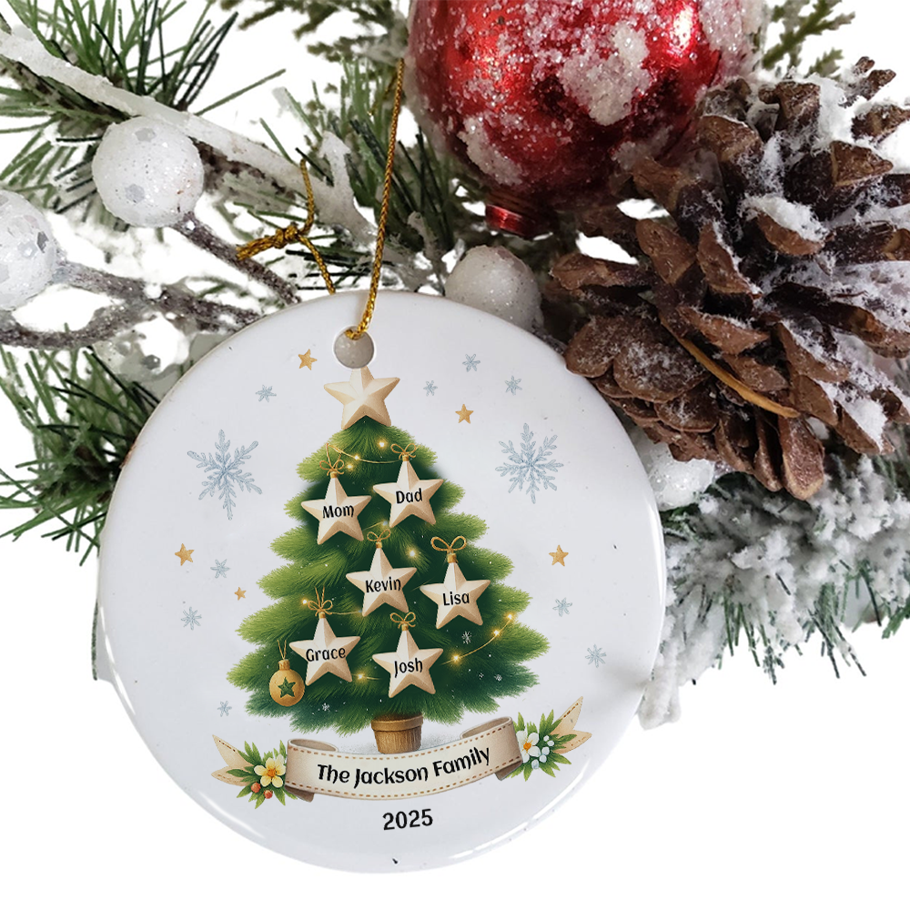 Family Tree Name - Custom Name Ceramic Ornament - Home Decor