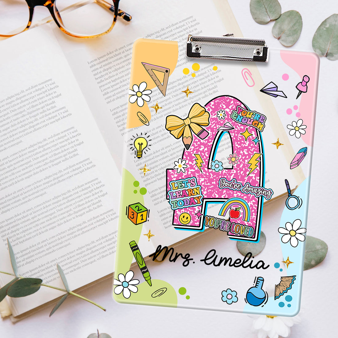 Custom Name with Letters - Acrylic Clipboard for Teachers - Custom Teacher Gift