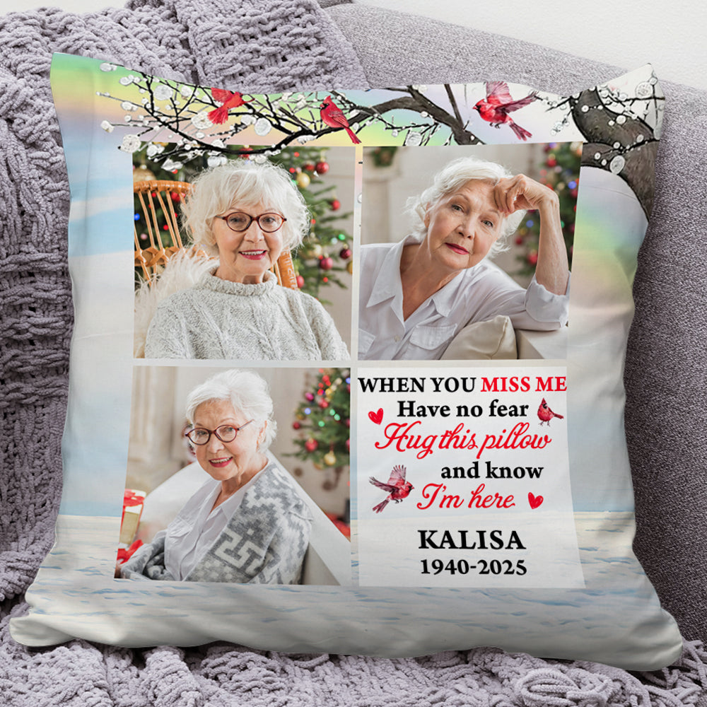 When You Miss Me - Custom Name and Photo Pillow - Sympathy Gift