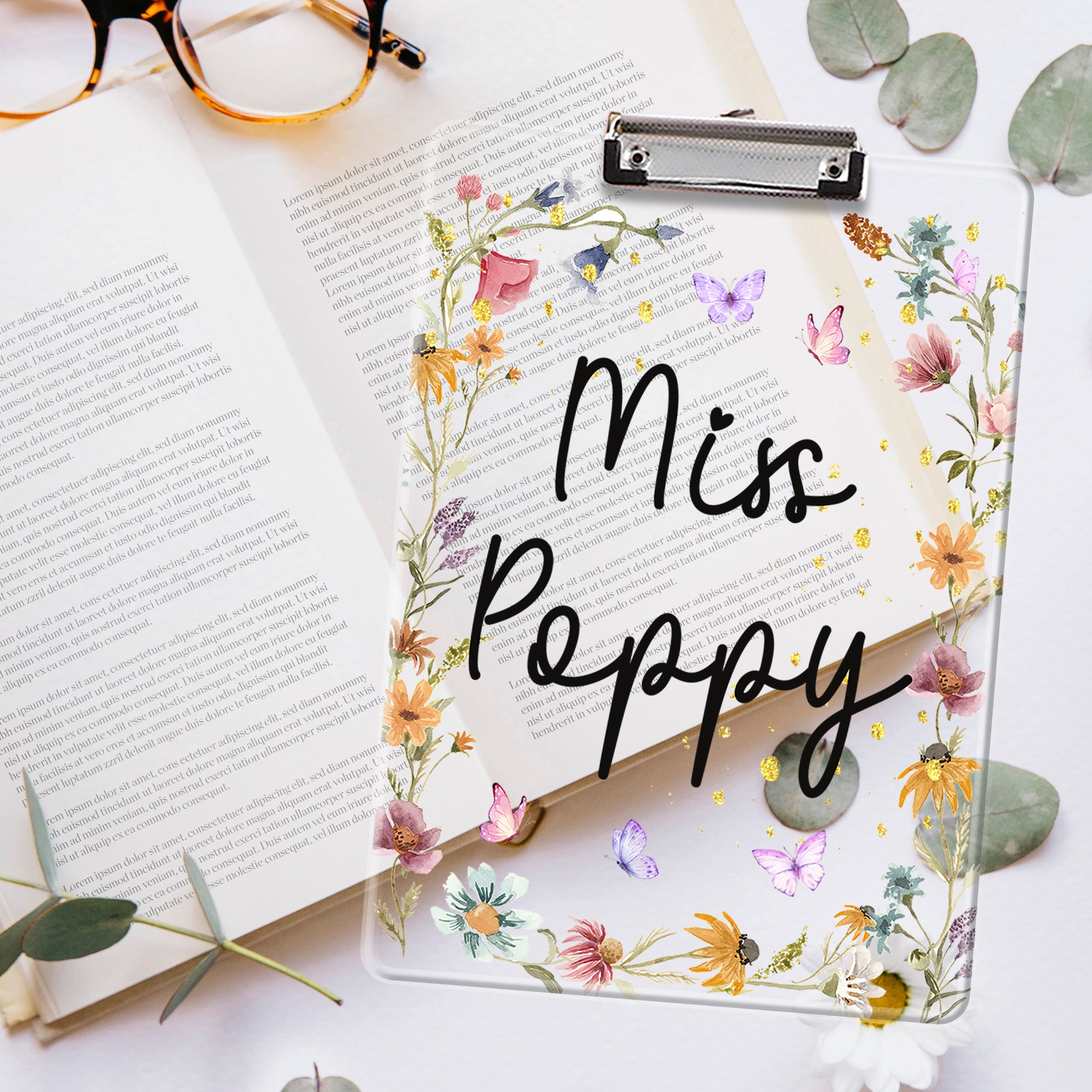 Floral Acrylic Clipboard for Teachers - Custom Teacher Gift