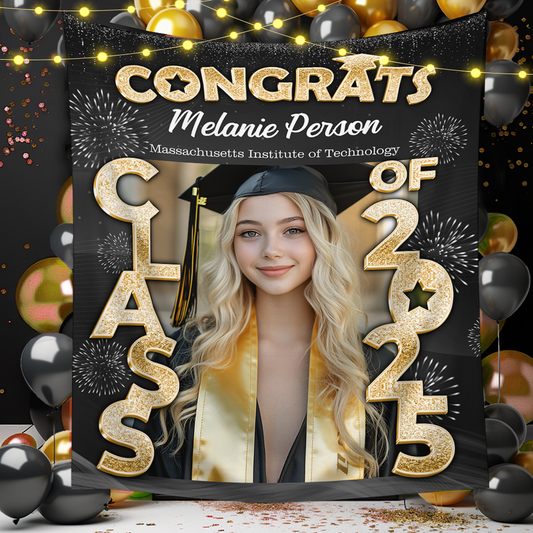 Congrats Class Of 2025 Graduation Backdrop, Personalized Congrats Graduation Backdrop