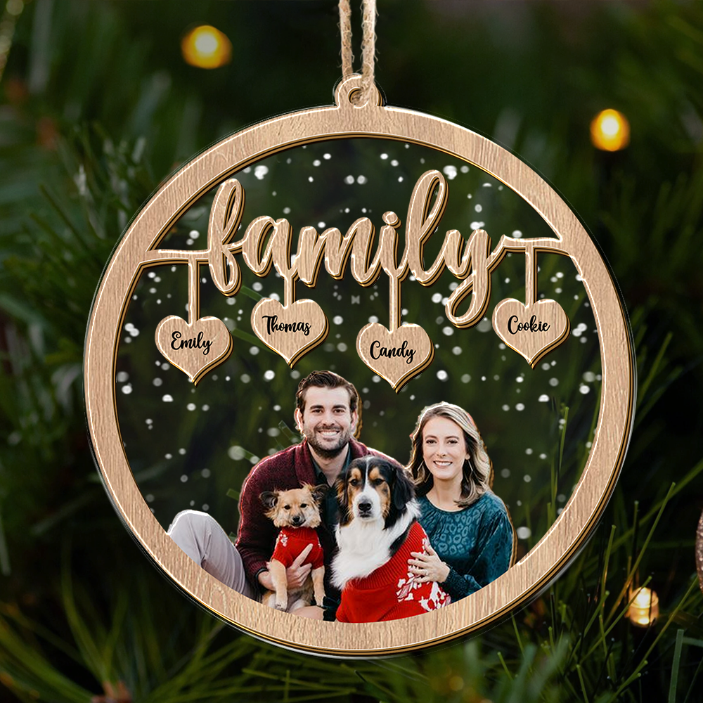 Personalized Family Name and Photo Ornament - Custom Shape Hologram Ornament