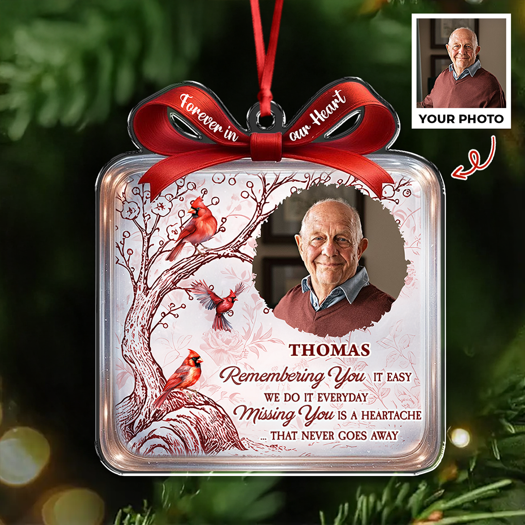 Missing You - Custom Name and Photo Memorial Gift - Custom Shape Hologram Ornament