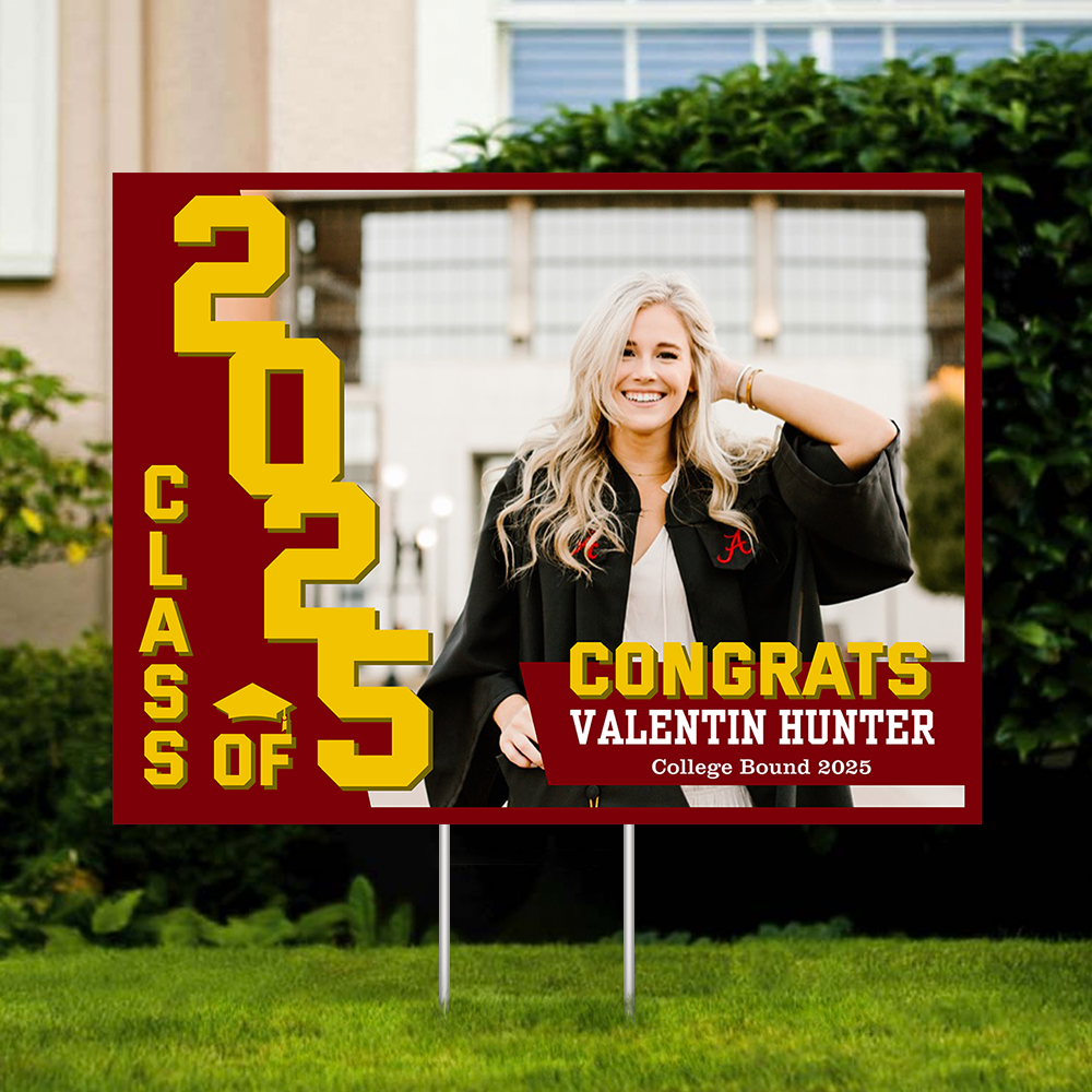 Congrats Class Of 2025 Lawn Sign, Personalized Congrats Graduation Lawn Sign