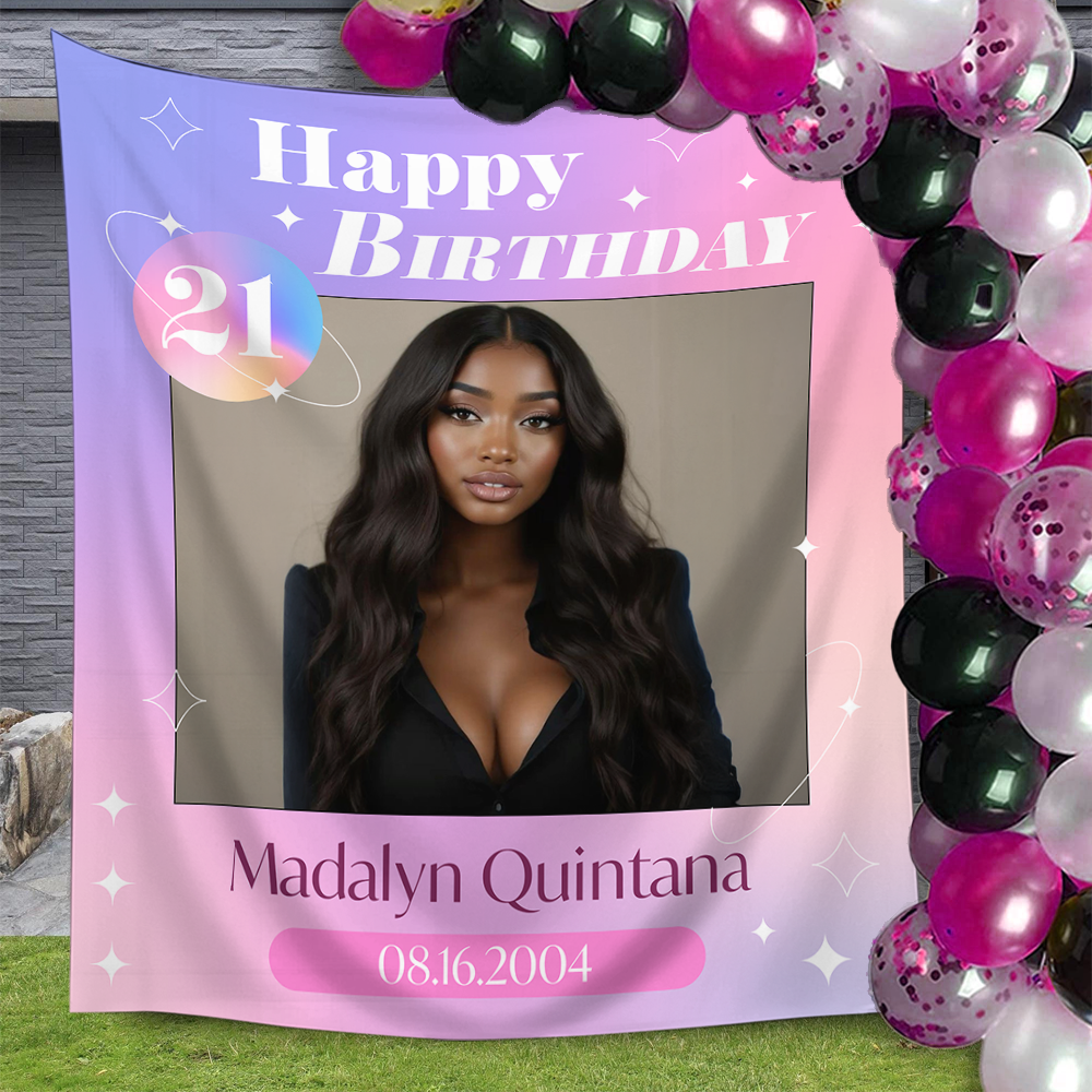 Personalized Birthday Backdrop, Custom Birthday Party Decorations