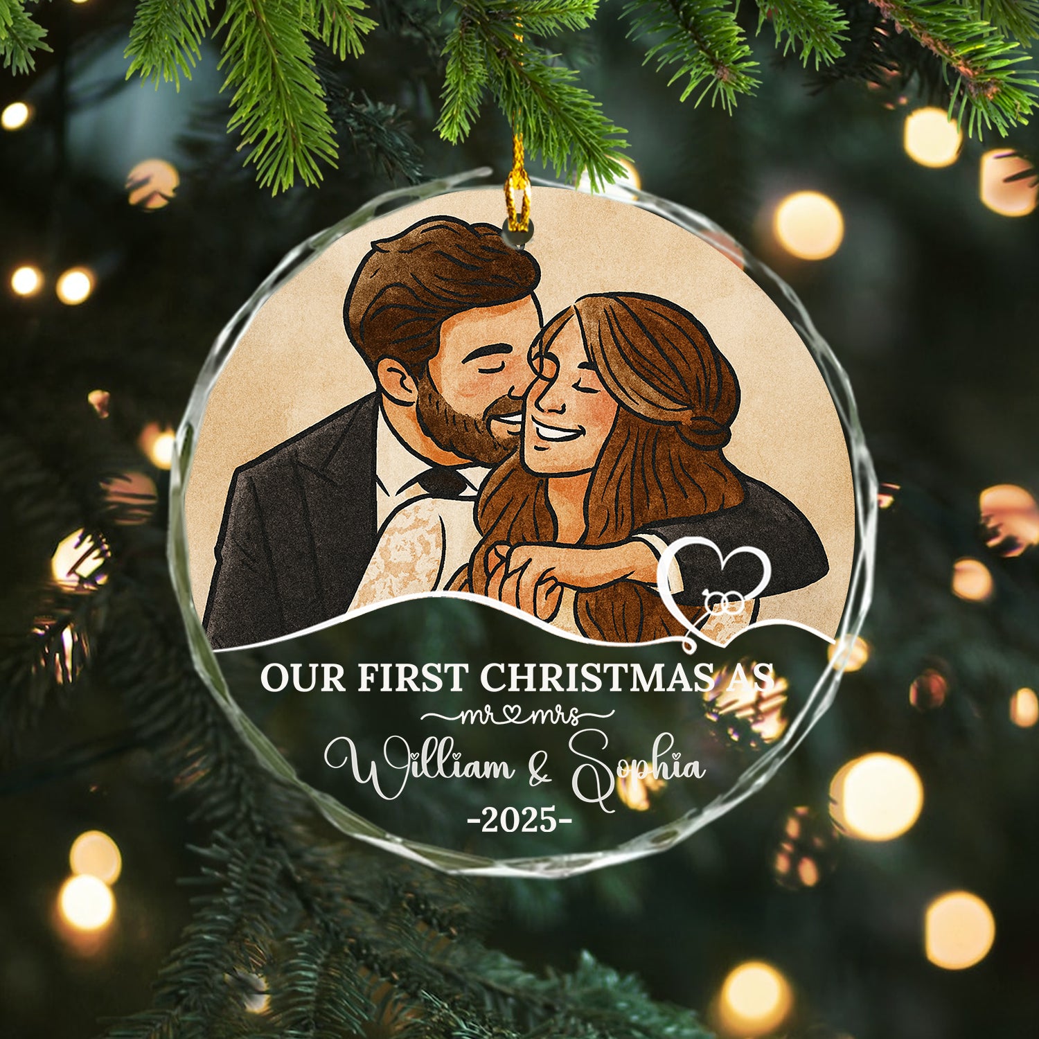 Our First Christmas - Custom Photo - Personalized Glass Ornament - Christmas Decor