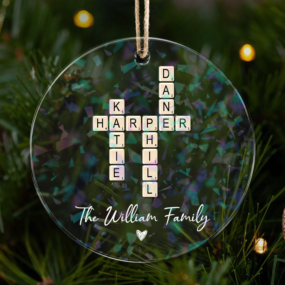 Crossword Family Christmas Ornament - Custom Shape Hologram Ornament