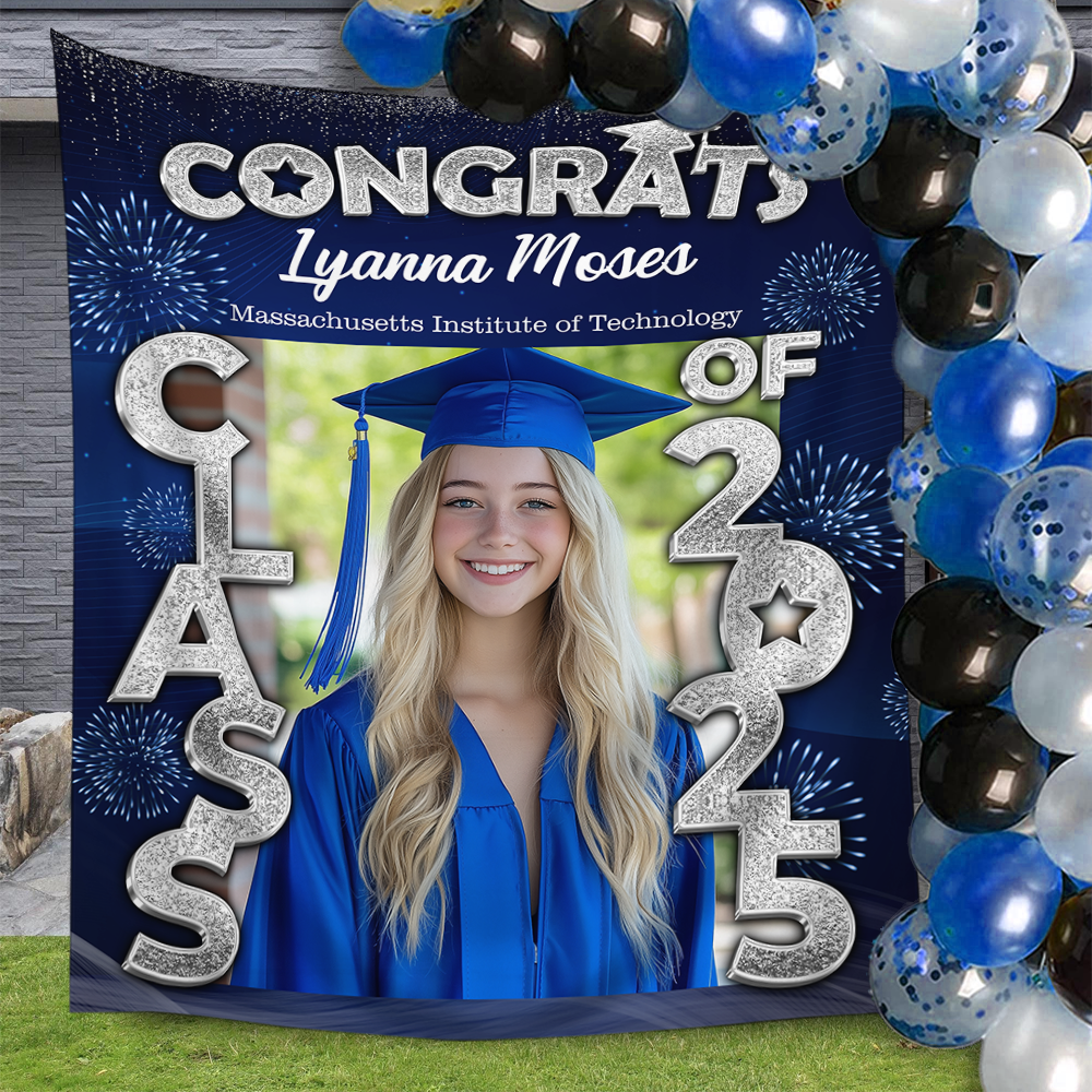 Congrats Class Of 2025 Graduation Backdrop, Personalized Congrats Graduation Backdrop