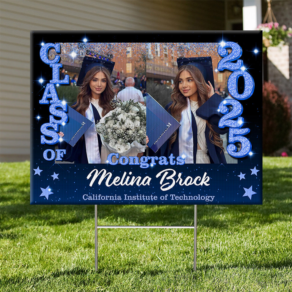 Multi Photo Class Of 2025 Lawn Sign, Personalized Graduation Lawn Sign, Graduation Gift