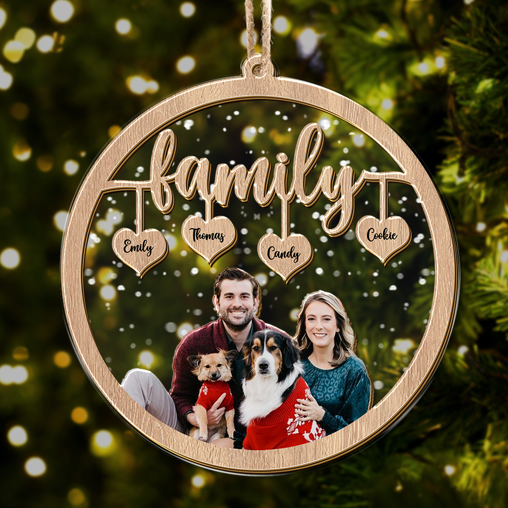 Personalized Family Name and Photo Ornament - Custom Shape Hologram Ornament