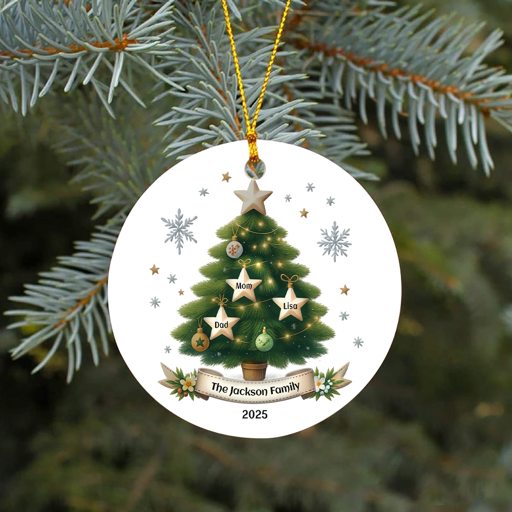 Family Tree Name - Custom Name Ceramic Ornament - Home Decor