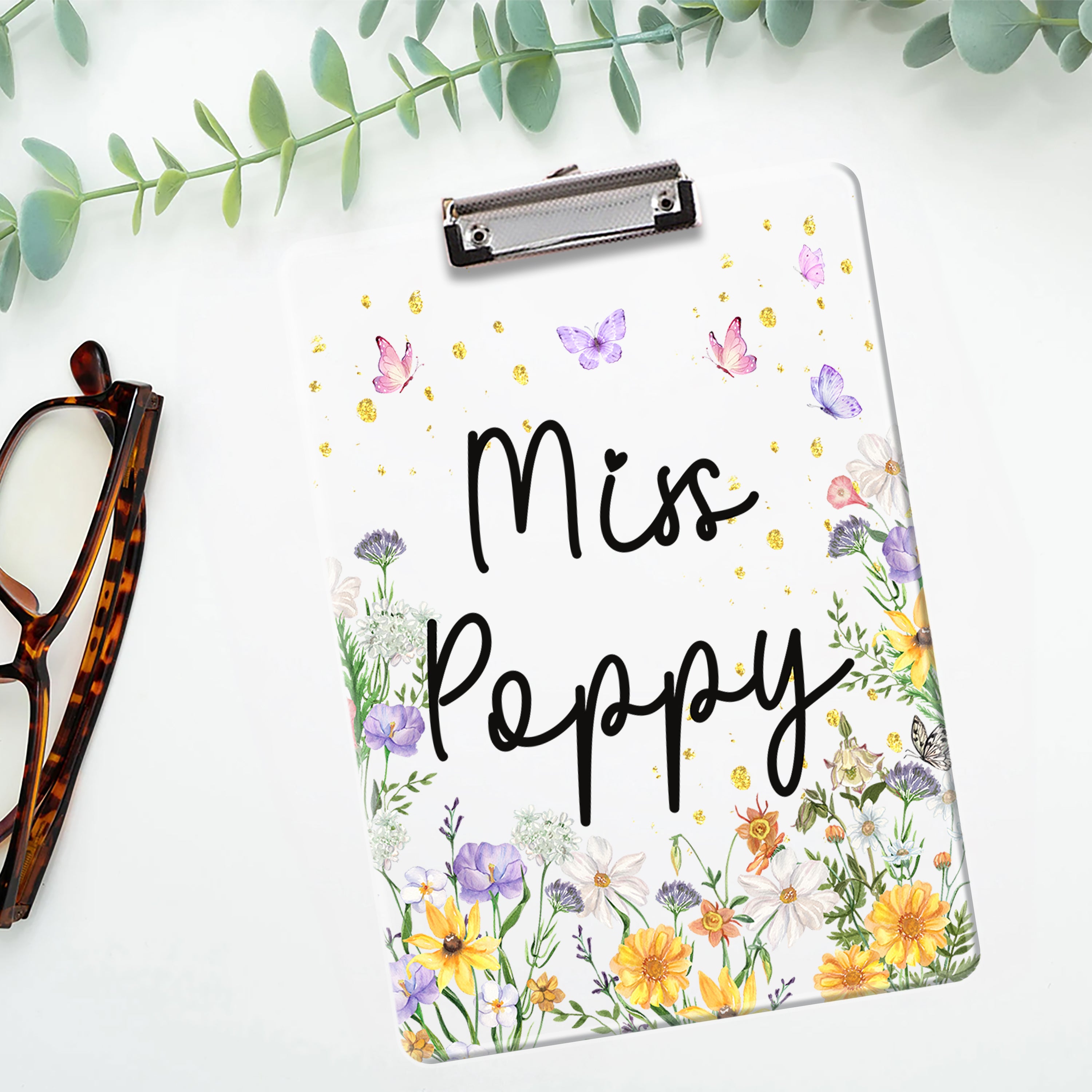 Floral Acrylic Clipboard for Teachers - Custom Teacher Gift