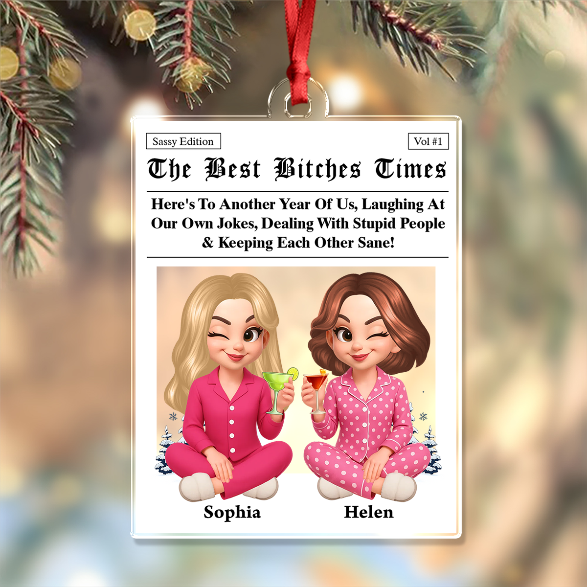 Custom Bestie Gift - Personalized Hologram Ornament - Home Decoration