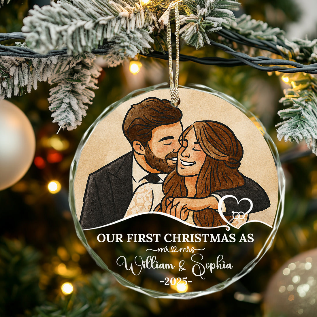Our First Christmas - Custom Photo - Personalized Glass Ornament - Christmas Decor