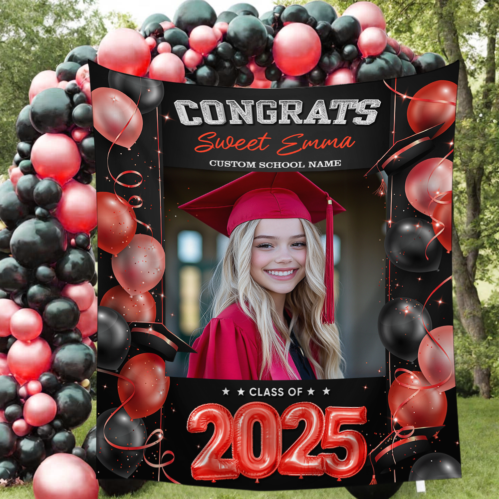 Personalized Congrats Class Of 2025 Graduation Backdrop, Graduation Party Decorations