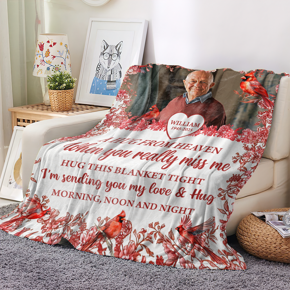 Custom Name and Photo Memorial Blanket - Sympathy Gift - Personalized Custom Memorial Blanket