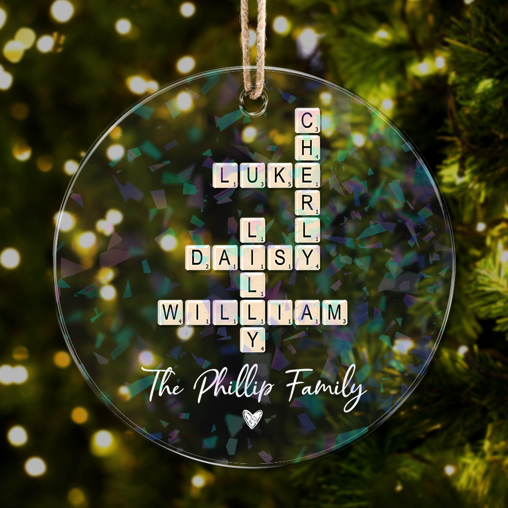 Crossword Family Christmas Ornament - Custom Shape Hologram Ornament