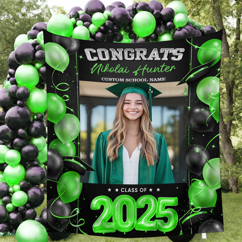 Personalized Congrats Class Of 2025 Graduation Backdrop, Graduation Party Decorations