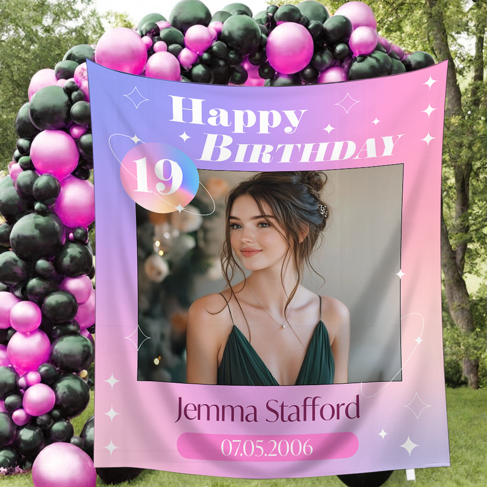 Personalized Birthday Backdrop, Custom Birthday Party Decorations