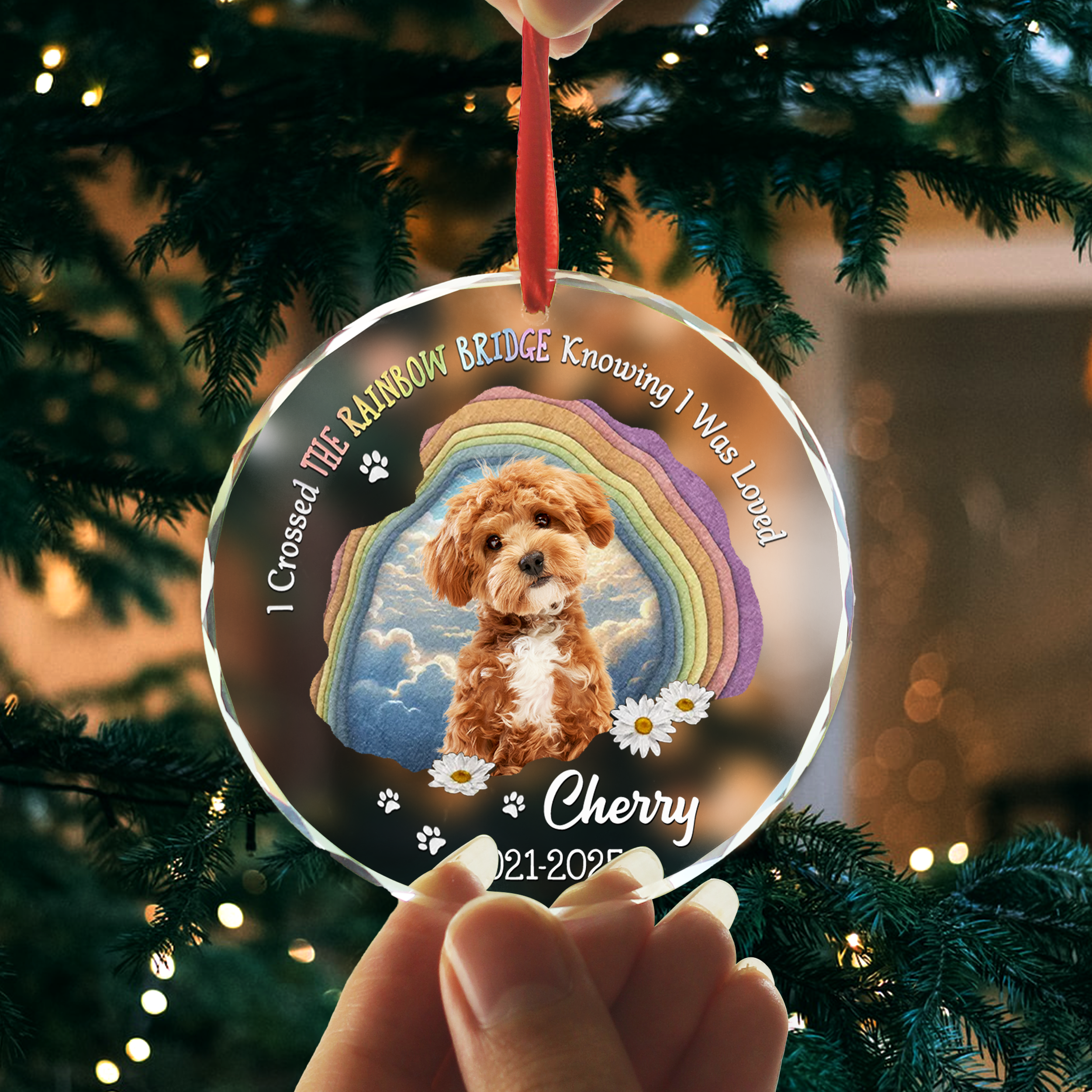 The Rainbow Bridge - Personalized Custom Glass Ornament