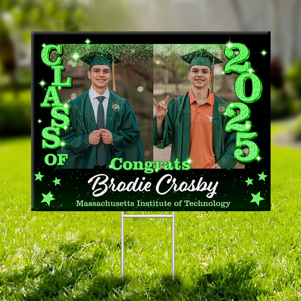 Multi Photo Class Of 2025 Lawn Sign, Personalized Graduation Lawn Sign, Graduation Gift