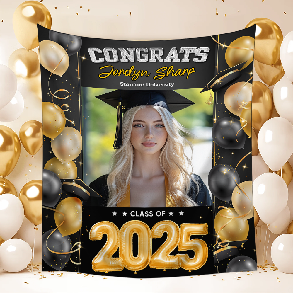 Personalized Congrats Class Of 2025 Graduation Backdrop, Graduation Party Decorations