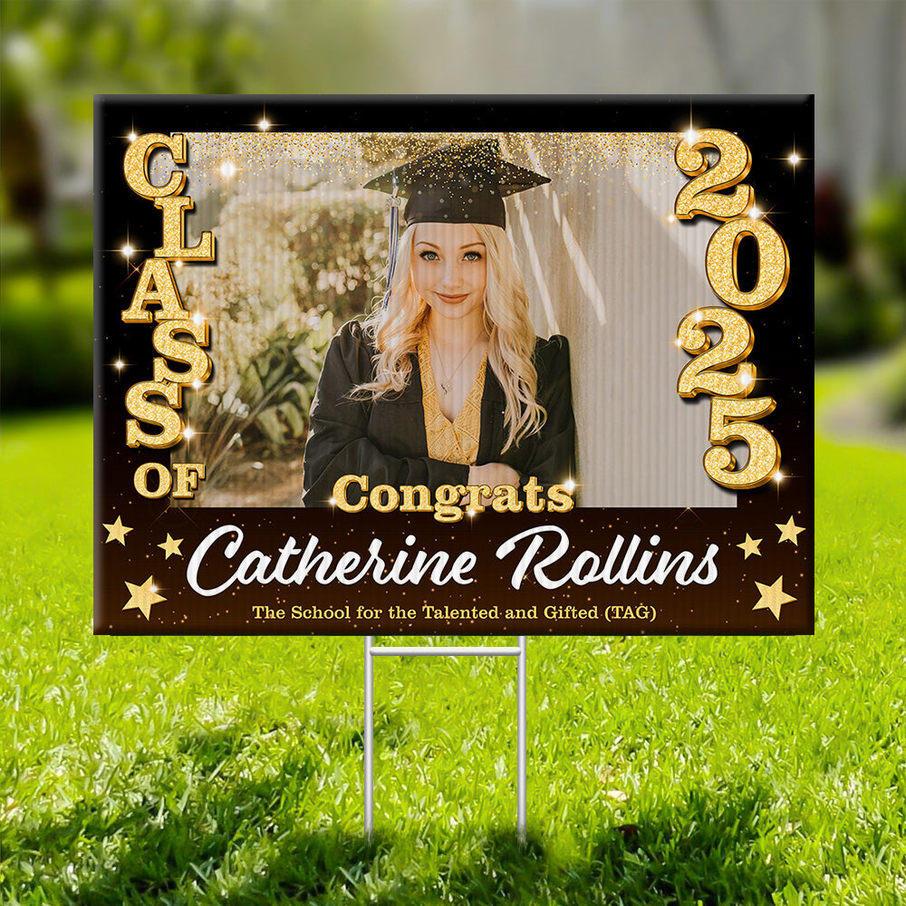 Multi Photo Class Of 2025 Lawn Sign, Personalized Graduation Lawn Sign, Graduation Gift