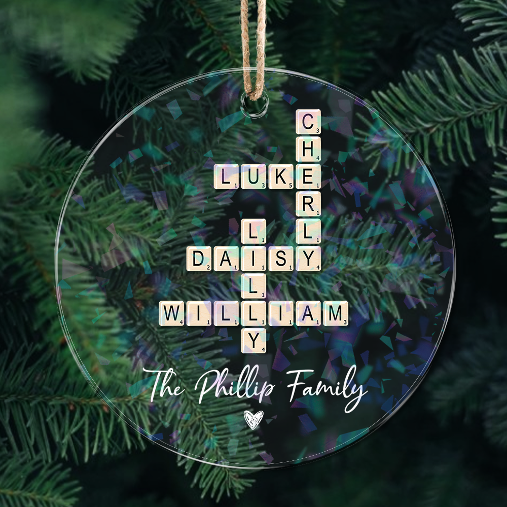 Crossword Family Christmas Ornament - Custom Shape Hologram Ornament